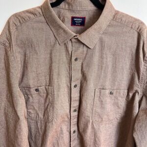 UNTUCKIT XXXL Large Brown Cotton‎ Regular Fit Button Down Shirt Mens Long Sleeve